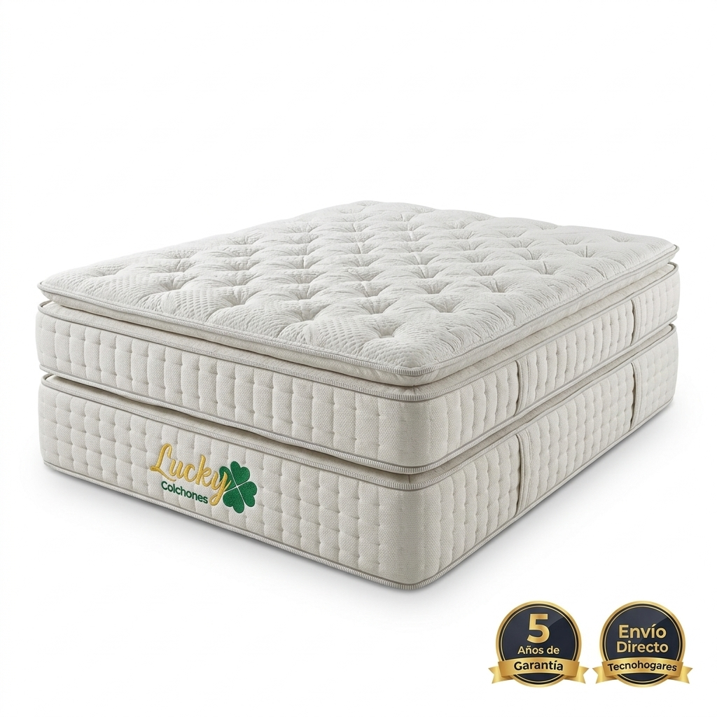 Colchón Lucky Majestic Doble Pillow Original Tejido Punto 34 cm