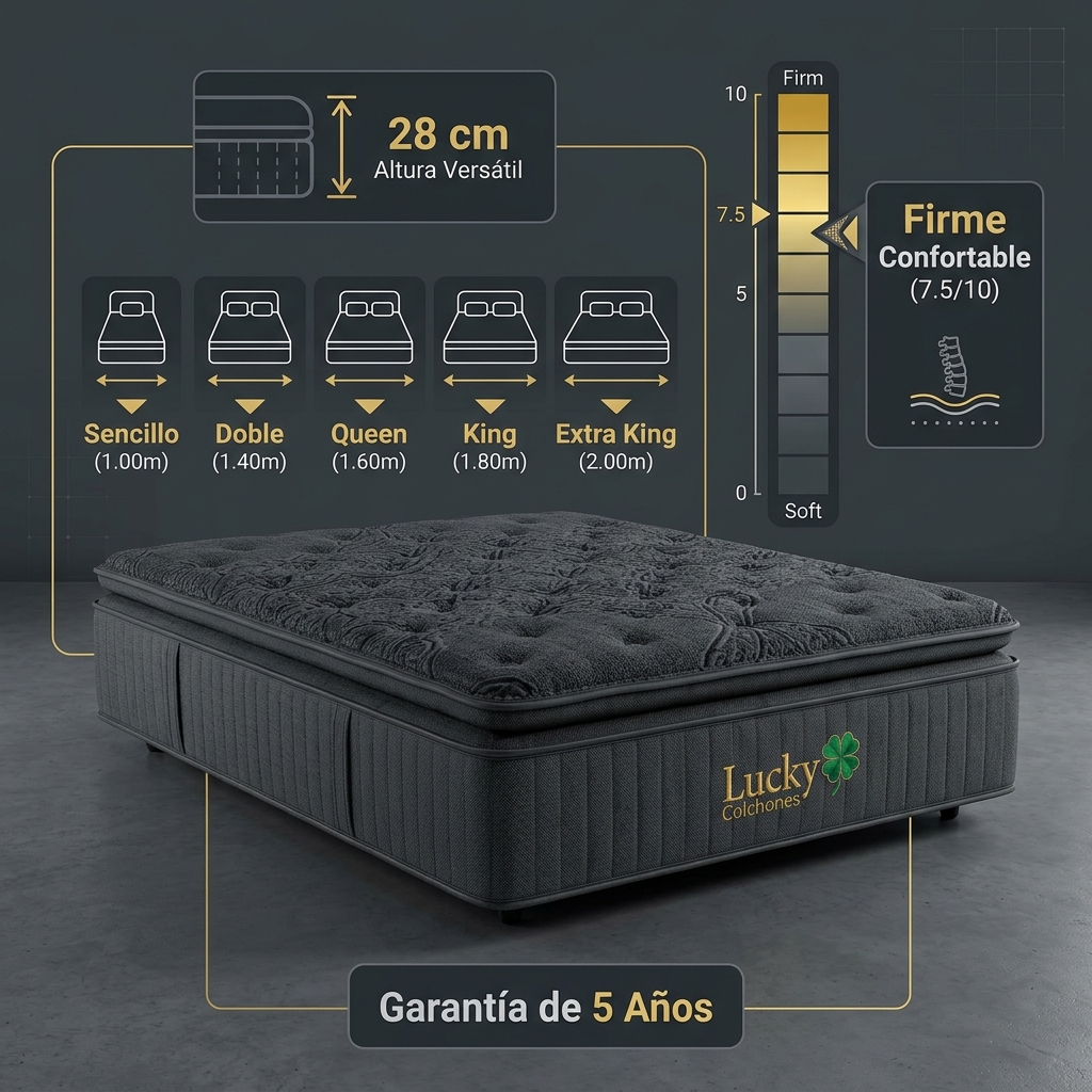 Colchón Lucky Casata Flex Doble Pillow Jacquard 28 cm