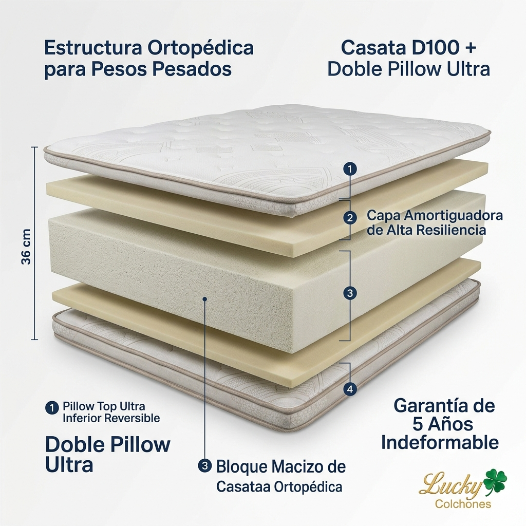 Colchón Lucky Grand Casata Doble Pillow Ultra 36 cm - Imagen 5